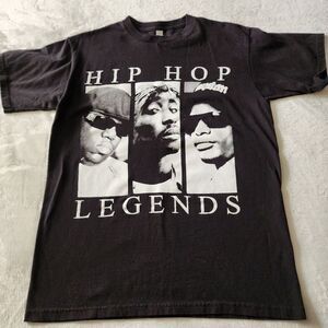 American Apparel Hip Hop Legends Black With White Haddock Tshirt Size Medium